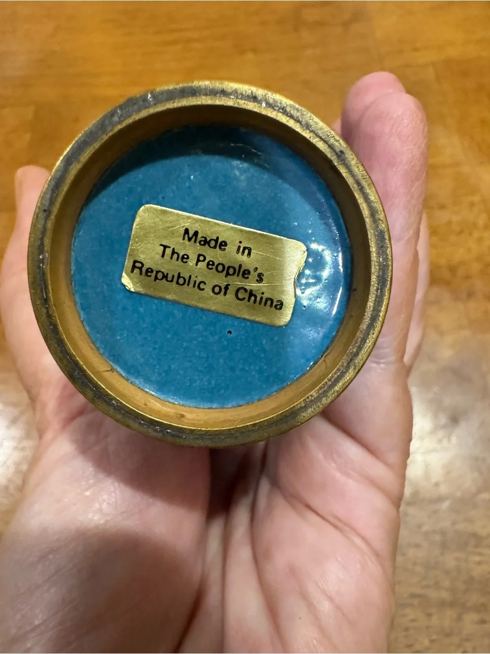Vintage Blue Chinese Floral Cloisonné Accent Mini Vase - Home Accents